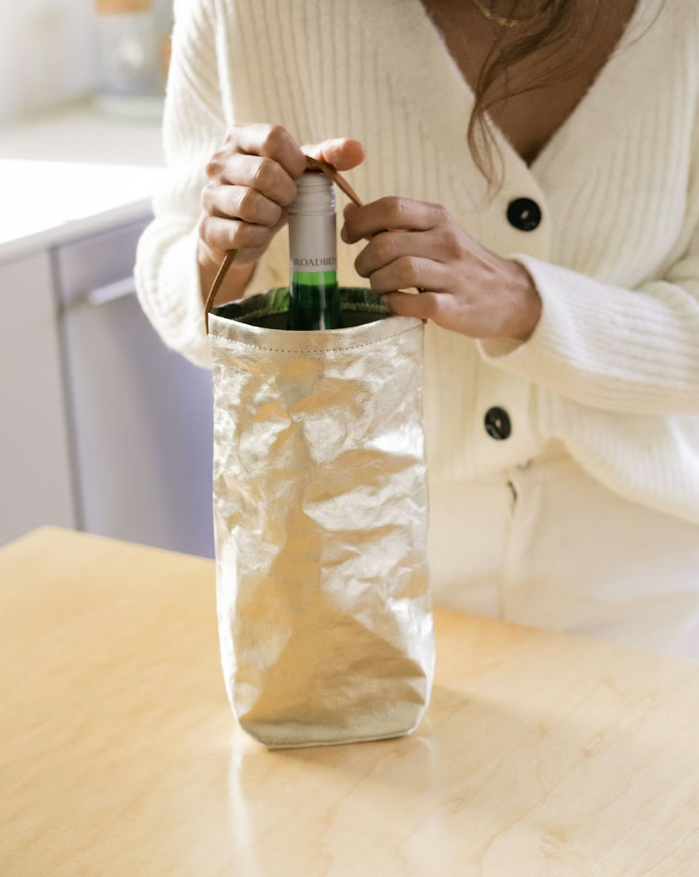 Wine Bag Leather - Limoncino